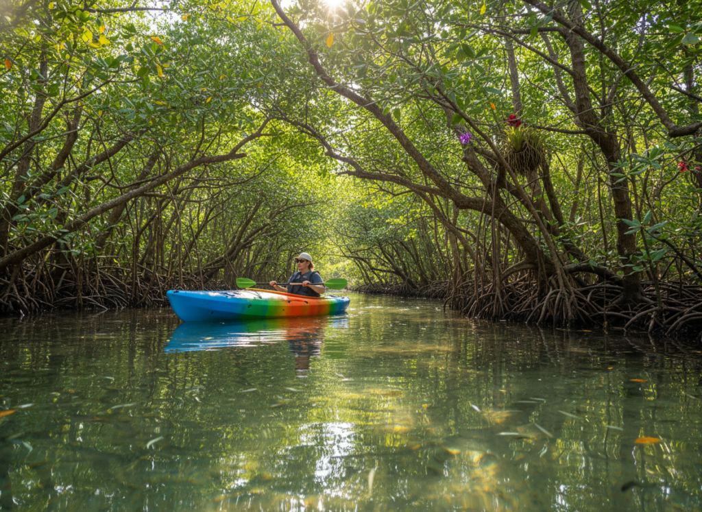 Kayaking through mangrove tunnels in Naples Florida
